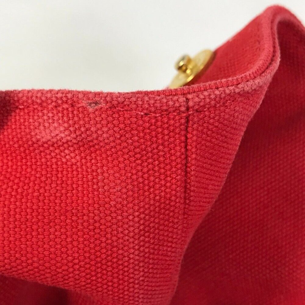 PRADA triangle logo plate Kanapa GM Bijoux Hand Bag Tote Bag Canvas Red - Picture 12 of 16